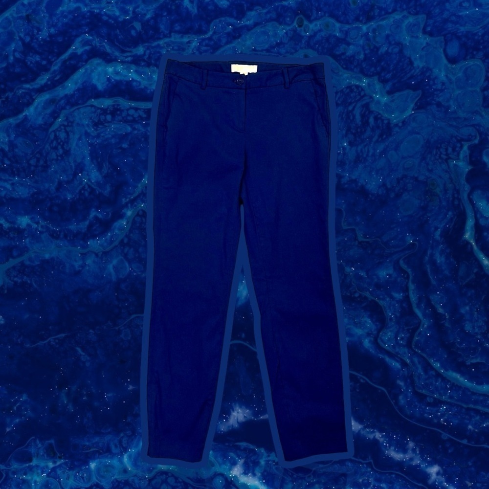 MICHAEL Michael Kors Navy Blue ‘Miranda Mid-Rise Slim Leg Ankle Length Pants’ 4